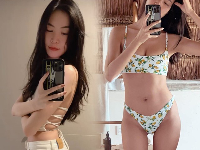 Hoa hậu cao nhất Vbiz diện bikini nhỏ nhắn khoe trọn body thần vệ nữ