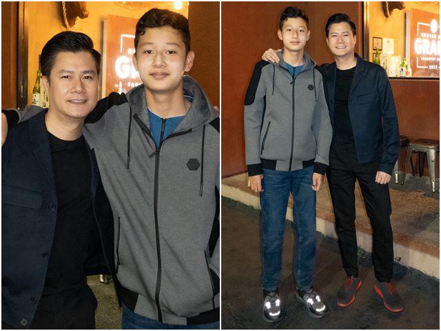 Con trai Jennifer Phạm 13 tuổi cao vượt bố, đứng cạnh Quang Dũng như hai anh em