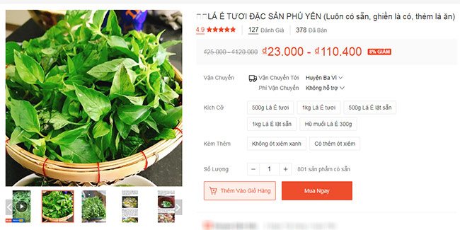 Trên sàn thương mại ᵭiện tử, lá é có giá lên tới 110.000 ᵭṑng/kg