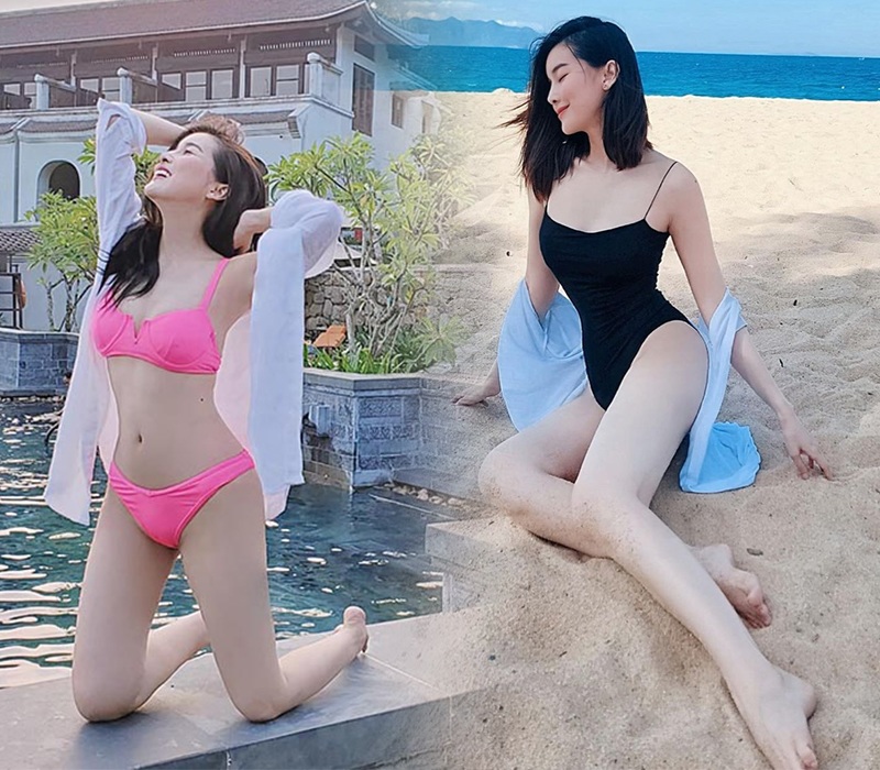 Đôi khi, Cao Thái Hà còn trổ tài mix&match đủ kiểu với bikini nhằm mang đến sự mới mẻ và ấn tượng hơn cho phong cách đi biển.
