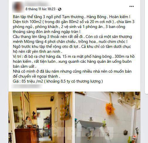 Căn hộ tập thể cũ trên phố cổ Hà Nội đang được rao bán với giá 8,5 tỷ đồng khiến nhiều người choáng.