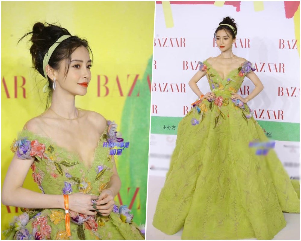 Nín thở khi Angelababy xách váy lên thảm đỏ, xương ngực biểu tình, vòng 1 vẫn phập phồng - 1