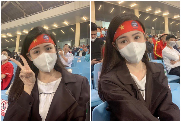 Được biết, cô nàng này cũng là một fan cứng của bóng đá khi nhiều lần tham dự trận cầu của đội tuyển nước nhà. Đôi lông mày kẻ lệch của cô nàng thực sự là 1 điểm nhấn thú vị.