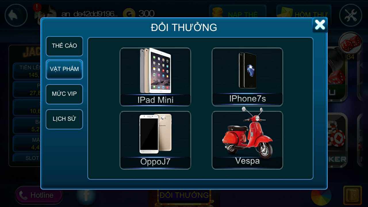Game đánh bài trá hình cho phép người chơi đổi thưởng từ tiền ảo trong game lấy vật phẩm thật rất hấp dẫn. Ảnh chụp màn hình năm 2018. PH