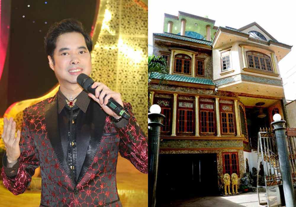 Bên ngoài ngôi biệt thự dát vàng, ngay bậc thang cửa chính còn có thêm 2 bảng nhũ vàng của Ngọc Sơn. Bên trái là 8 điều chân tình của Ngọc Sơn, bên phải là dòng chữ Hiếu thảo.