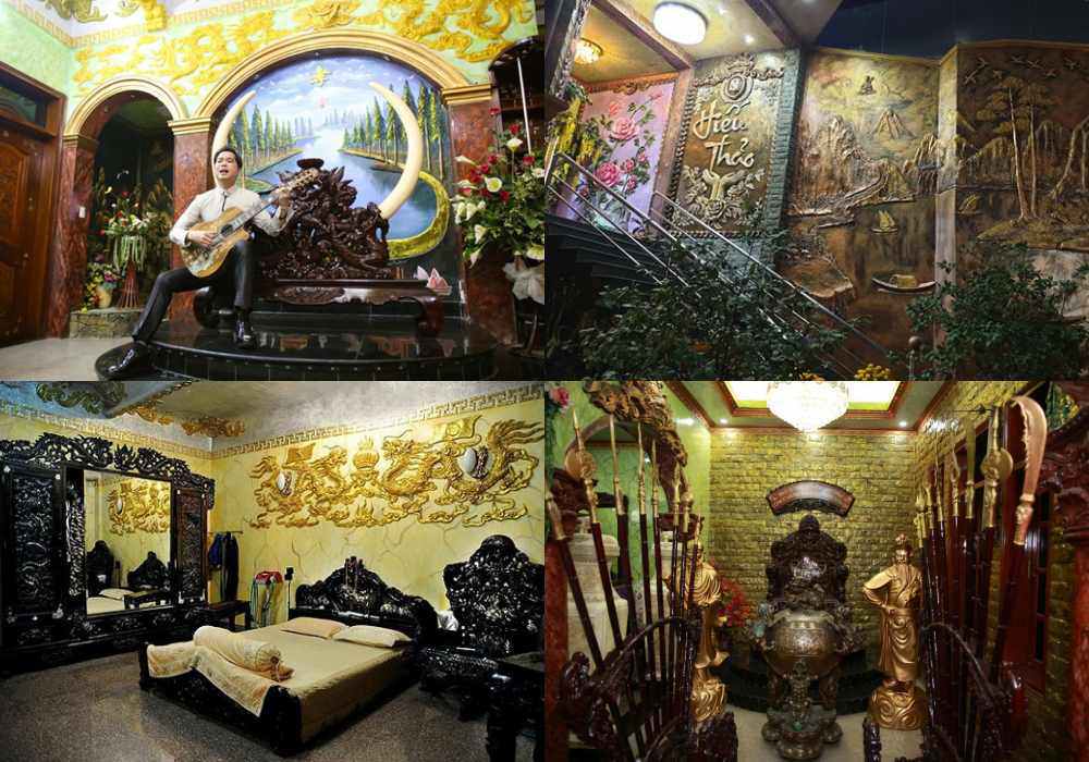 Vốn yêu thích nét đẹp cổ xưa nên nội thất chủ đạo trong căn biệt thự của nam danh ca đa phần là gỗ quý. Những con rồng nhũ vàng được trang trí khắp nơi.