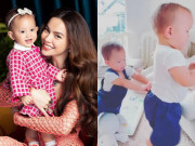 Giải trí - Con gái Hồ Ngọc Hà không ngại "chiến" với em trai để giành đồ dù không cùng "hạng cân"
