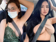 Thời trang - Trend khoe hình thể phản cảm của hội gái xinh: lấy dây an toàn xe hơi che ngực