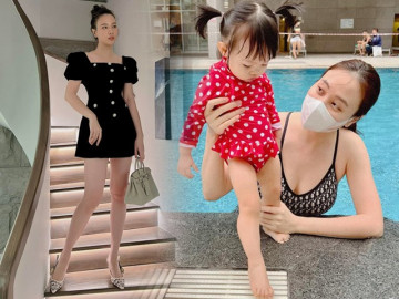 Đàm Thu Trang sau sinh 1 năm: Vòng eo thon gọn, chân nuột nà