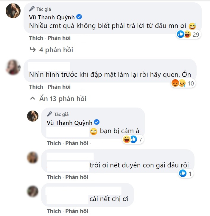 Bị mỉa mai chuyện đập mặt xây lại, cô đáp trả hài hước.