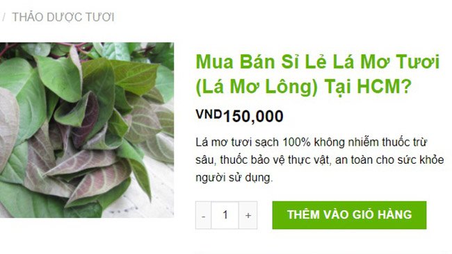 Lá mơ lông được bán với giá lên tới 150.000 đồng/kg trên sàn thương mại điện tử