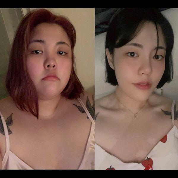 Cô dí dỏm cho hay, khi gầy đi hình xăm ở phần vai sát xương quai xanh cũng ngay lập tức bị thu nhỏ lại.