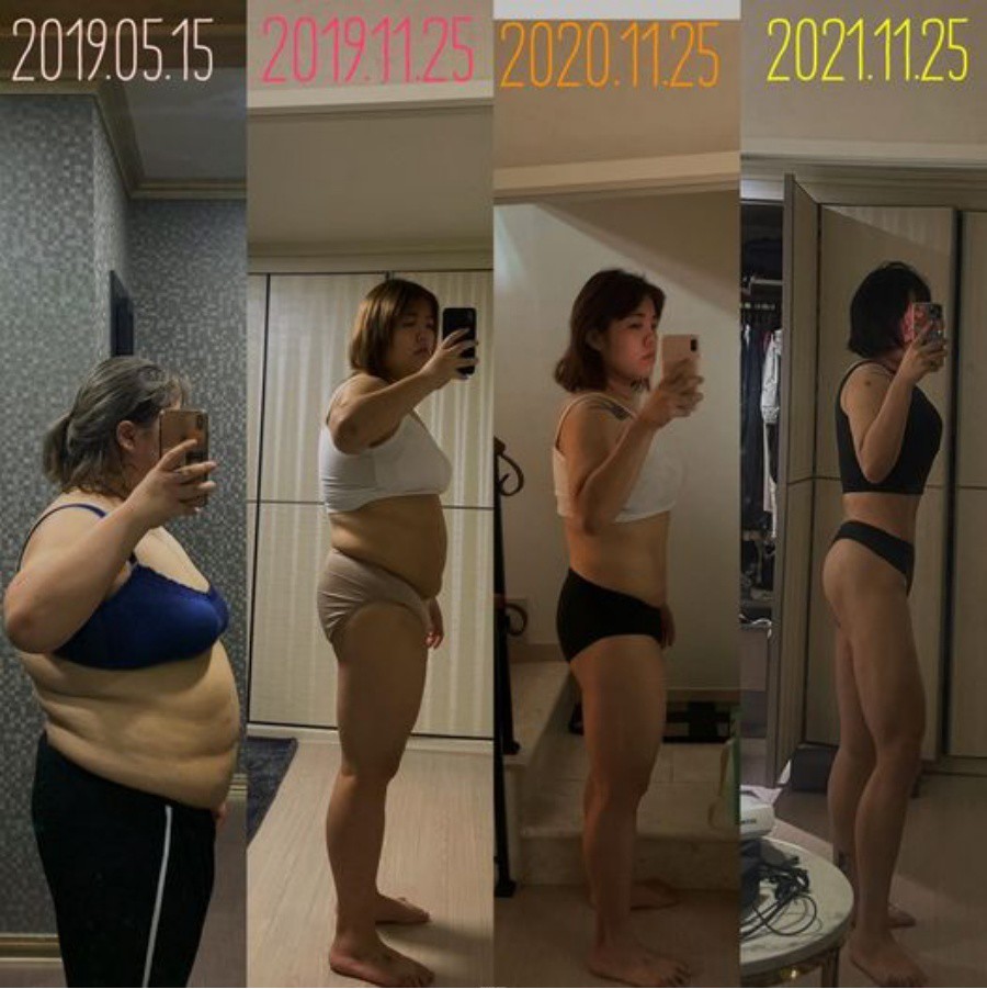 Đã gần 2 năm rưỡi trôi qua và đây chính là sự thay đổi body chóng mặt của nữ youtuber người Hàn. Từ một người bị bao bọc bởi lượng mỡ gần 1 tạ, cô nàng đã gỡ gạc được và kiểm soát số cân hiện tại chỉ còn 80kg vào giữa tháng 9 năm nay. Hiện tại, con số này chắc chắn đã được sụt giảm xuống nữa.