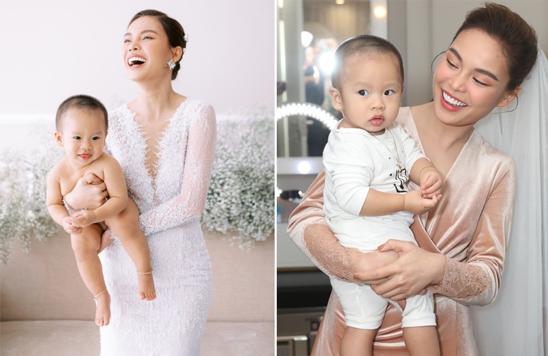 Khi con trai được gần 1 tuổi, Giang Hồng Ngọc chính thức tổ chức đám cưới. Lúc này cô cũng mới sẵn sàng chia sẻ hình ảnh con trai với công chúng. 
