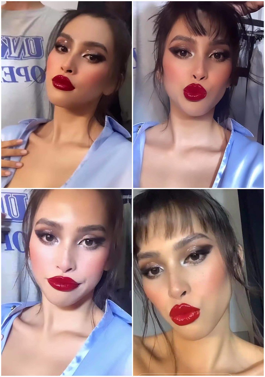 Nếu như son nude lì hay bóng nhẹ trông dịu mắt và hài hòa hơn thì Tiểu Vy trước đây lại khiến không ít người giật mình vì đôi môi đỏ đậm, bóng nhẫy son dưỡng. Có thể cô nàng quay thêm với filter nên vô tình đôi môi đã bị cơ cấu thêm.