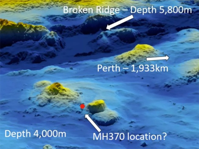 MH370 được tìm thấy ở Broken Ridge là một cao nguyên đại dương ở phía đông nam Ấn Độ Dương. Ảnh 7news