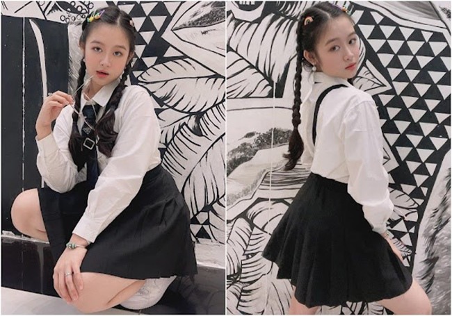 Diễn viên nhí sở hữu những đường nét thanh tú cùng phong cách thời trang sành điệu.