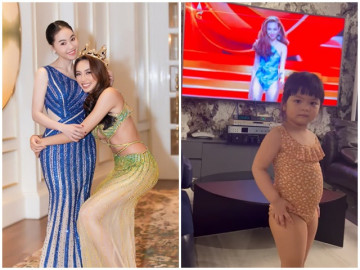 Con gái bà trùm Hoa hậu Việt tái hiện cảnh Hoa hậu Thùy Tiên diễn bikini ai cũng khen