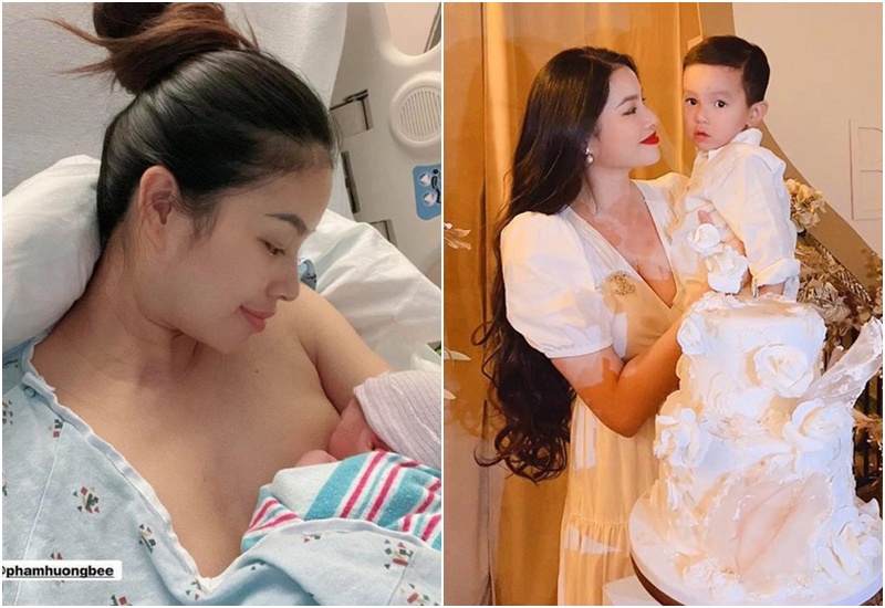 Hoa hậu Phạm Hương 2 lần sinh con ở Mỹ đều lựa chọn cho con bú trực tiếp. Ngay sau khi khoe chuyện lên chức lần 2, nàng hậu đã đăng tải khoảnh khắc hai mẹ con ôm ấp ngay trên giường sau sinh.

