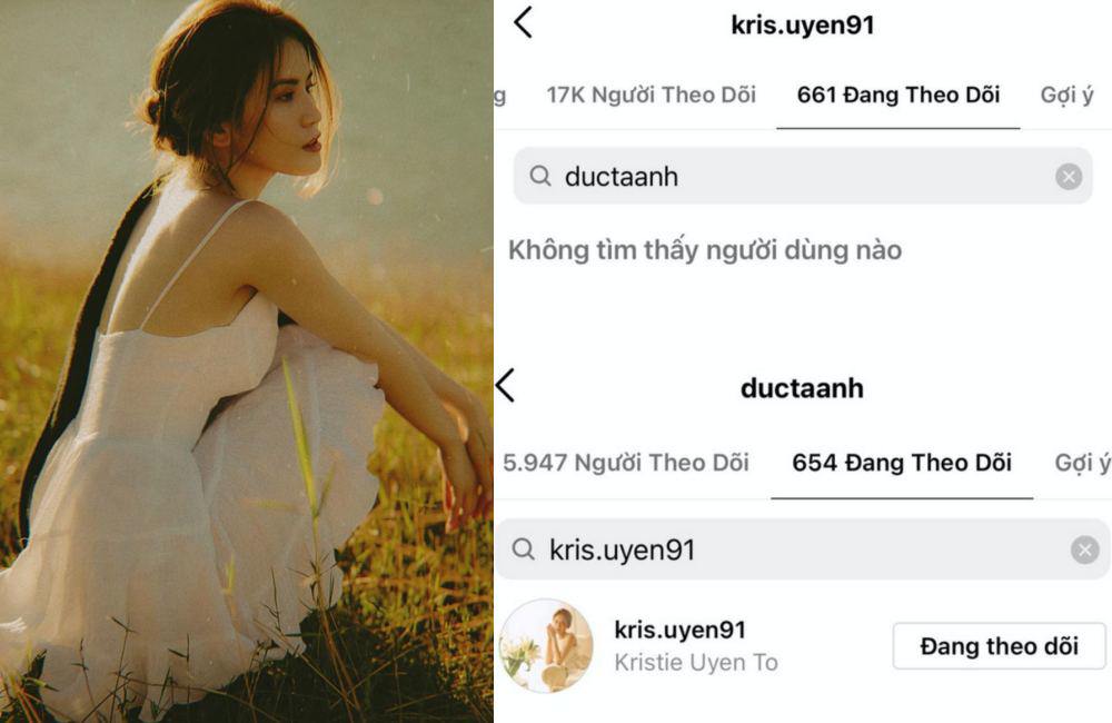 Uyên Tô không còn theo dõi Anh Đức trên mạng xã hội. Ngược lại, nam diễn viên hài vẫn theo dõi bạn gái nhưng đã xoá hết ảnh của cả 2.