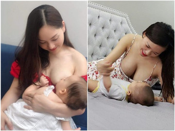 Ảnh ngực trần cho con bú của diễn viên Lan Phương bị lan truyền, mẹ bỉm sữa khen nức nở