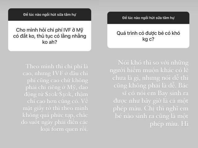 An Nguy từng chia sẻ về số tiền phải bỏ ra để thực hiện việc thụ tinh nhân tạo.