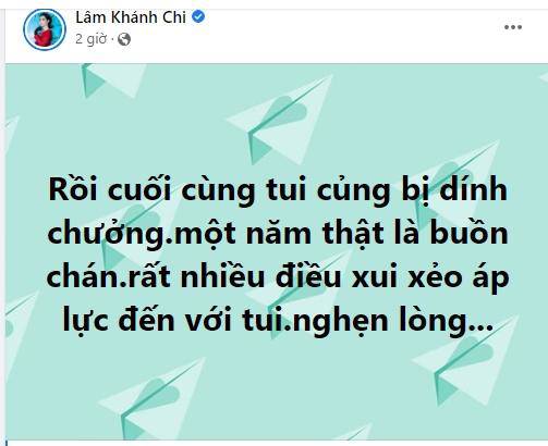 Chia sẻ của Lâm Khánh Chi trước tuyên bố của chồng trẻ vài tiếng.