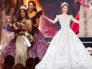 Thời trang - Chiếc đầm của đương kim Miss Universe như "nuốt chửng" tân hoa hậu, Phạm Hương liền bị gọi