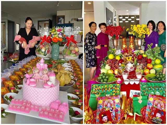 Đơn thân, Á hậu Diễm Châu mừng tiệc đầy tháng cho con hoành tráng không kém Hà Hồ, Vân Trang
