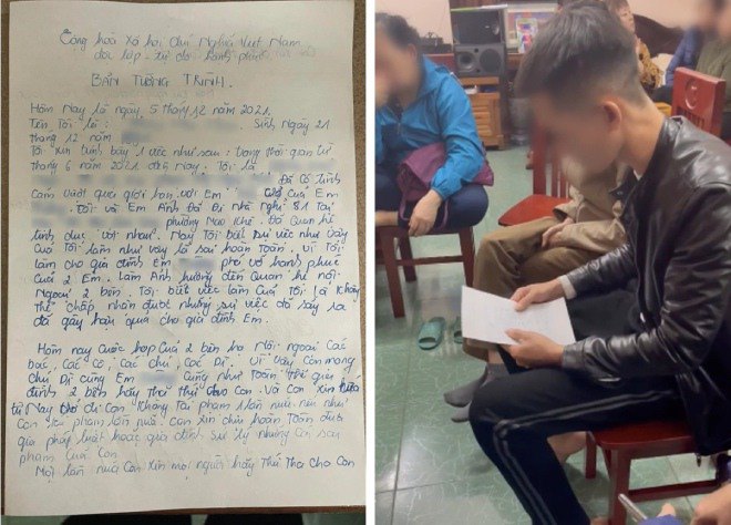 H.N đã viết bản tường trình và thừa nhận lỗi lầm.