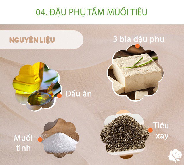 Chuẩn bị: 3 bìa đậu phụ, muối tinh, bột tiêu, dầu ăn, hành lá