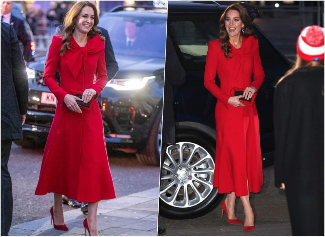 Kate Middleton mặc váy đầm đỏ rực mà không lố, hội chị em U40-U50  học diện Giáng sinh chuẩn bài! - 4