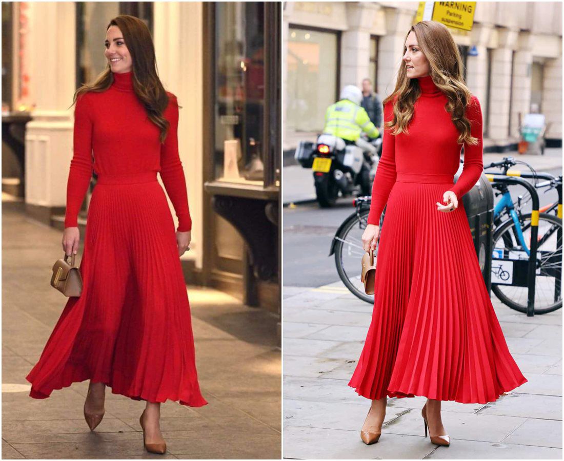Kate Middleton mặc váy đầm đỏ rực mà không lố, hội chị em U40-U50  học diện Giáng sinh chuẩn bài! - 3
