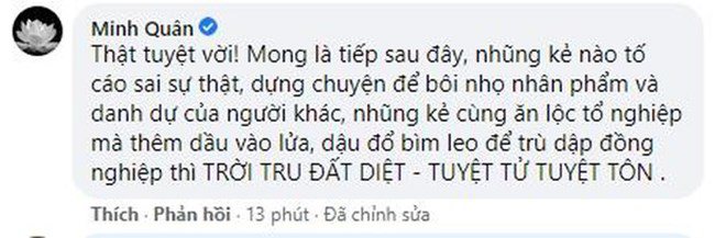 Dòng bình luận mỉa mai, gay gắt của Minh Quân gây chú ý.