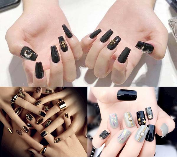 15 Kiểu nail màu đen sang chảnh đẹp đơn giản hot nhất hiện nay - 15