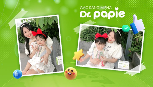 Mẹ Quyên Đoàn chia sẻ kinh nghiệm vệ sinh răng miệng cho bé dễ dàng, sạch bong với gạc răng miệng Dr.Papie