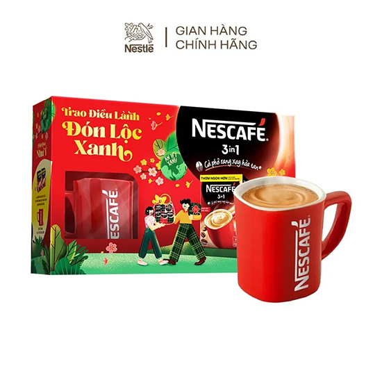 Hộp quà Tết Như Ý với sắc vàng nổi bật đến từ Nescafé chính là sản phẩm bao hàm những thông điệp ý nghĩa đến từ hoa mai. Bộ sản phẩm bao gồm Cà phê hòa tan Nescafé 3in1 đậm đà và ly sứ giảm chỉ còn 116.000 đồng stronga hrefhttps://shopee.vn/product/108166524/14901407178?utm_sourcespe-pramp;utm_mediumvnintamp;utm_campaign2022-TetSale-MIXCAT_EXT_VN_PR00_prclustereva_030122amp;utm_content030122 target_blanktại đây/a./strong