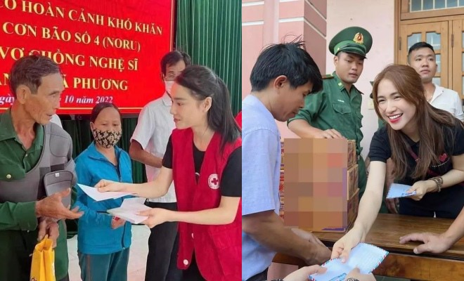 Nhiều nghệ sĩ nổi tiếng như vợ chồng Trường Giang - Nhã Phương, Hòa Minzy sau khi đóng góp tiền trực tiếp còn đích thân đến từng địa phương trao quà.