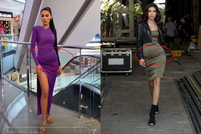 Siêu mẫu Minh Tú - người sở hữu body bốc lửa cũng không thoát khỏi. Cô cũng bị chiếc váy ôm phản chủ khi làm vòng 2 của cô trông có vẻ to hơn. 