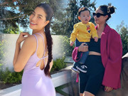 Thời trang - Mặc quần bó chẽn đưa con đi công viên, "Chánh cung" Hoa hậu Hoàn vũ Việt Nam tế nhị tránh thị phi