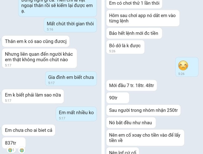 H. mất 837 triệu đồng bởi trò like video trên TikTok kiếm tiền.