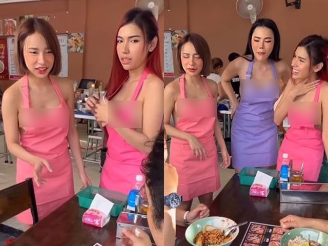 amp;#34;Nóng mắtamp;#34; hình ảnh 3 nữ nhân viên quán phở không mặc áo, chỉ khoác hờ tạp dề - 2