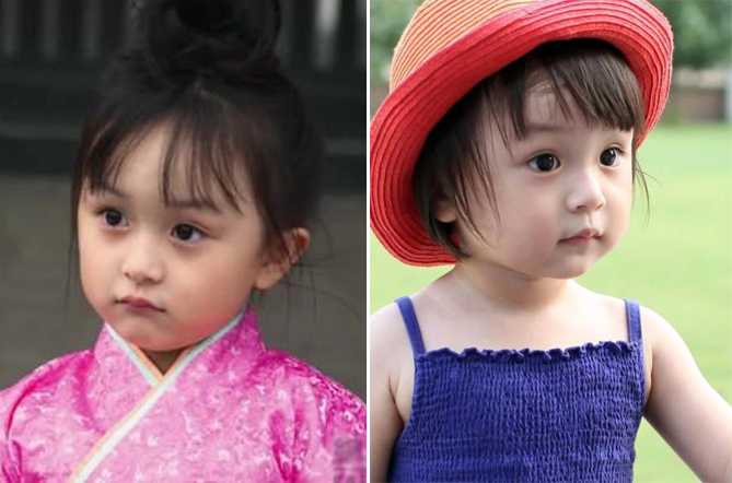 Nét hồn nhiên của Sở Điềm lúc nhỏ, gây ấn tượng với các cô chú cộng đồng mạng nhờ căp má phúng phính, đôi mắt tròn vo. 