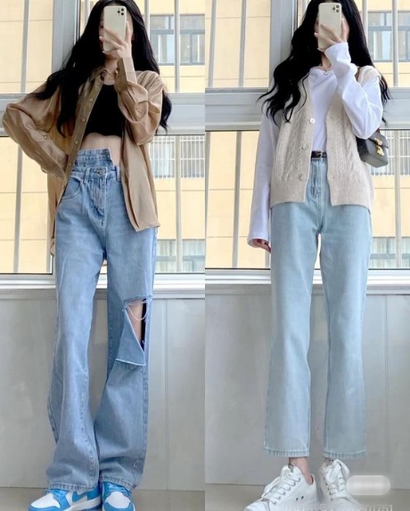 Áo Blazer là một item thanh lịch nhưng lại vô cùng phù hợp khi phối cùng quần jean rách. Với thiết kế áo thoải mái, rộng hơn các mẫu áo Suit Jacket, nên nó dễ dàng kết hợp cùng quần jean. Cách phối đồ với quần jean rách nữ này mang lại tổng thể đầy hài hòa và trang nhã.