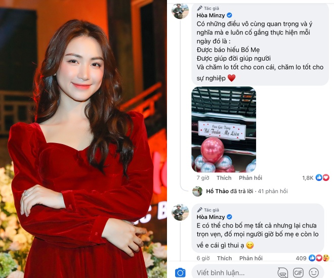 Nhiều bình luận cho rằng bố mẹ Hòa Minzy giờ chỉ mong con gái sớm có một bờ vai.