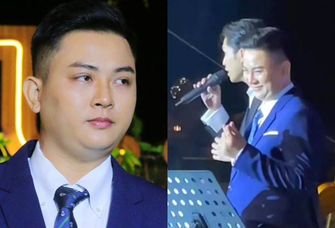 Hoài Lâm xuất hiện trở lại trên sân khấu âm nhạc với dáng vẻ thừa cân, thấy rõ mặt nọng.