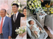 Làm mẹ - Học trò cưng HLV Park Hang Seo vừa lên chức bố đã hội quân, vợ hotgirl ở nhà làm đầy tháng con hoành tráng