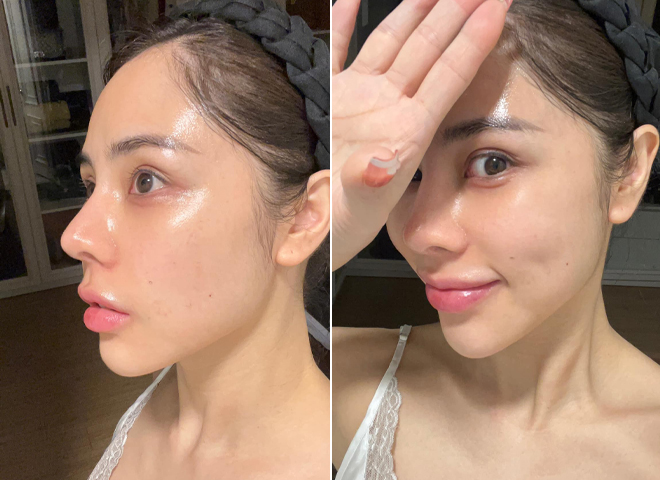 Bà mẹ 1 con cũng sở hữu làn da không tỳ vết và căng bóng. Bao chị em chỉ ao ước có được làn da căng mướt thế này thôi!