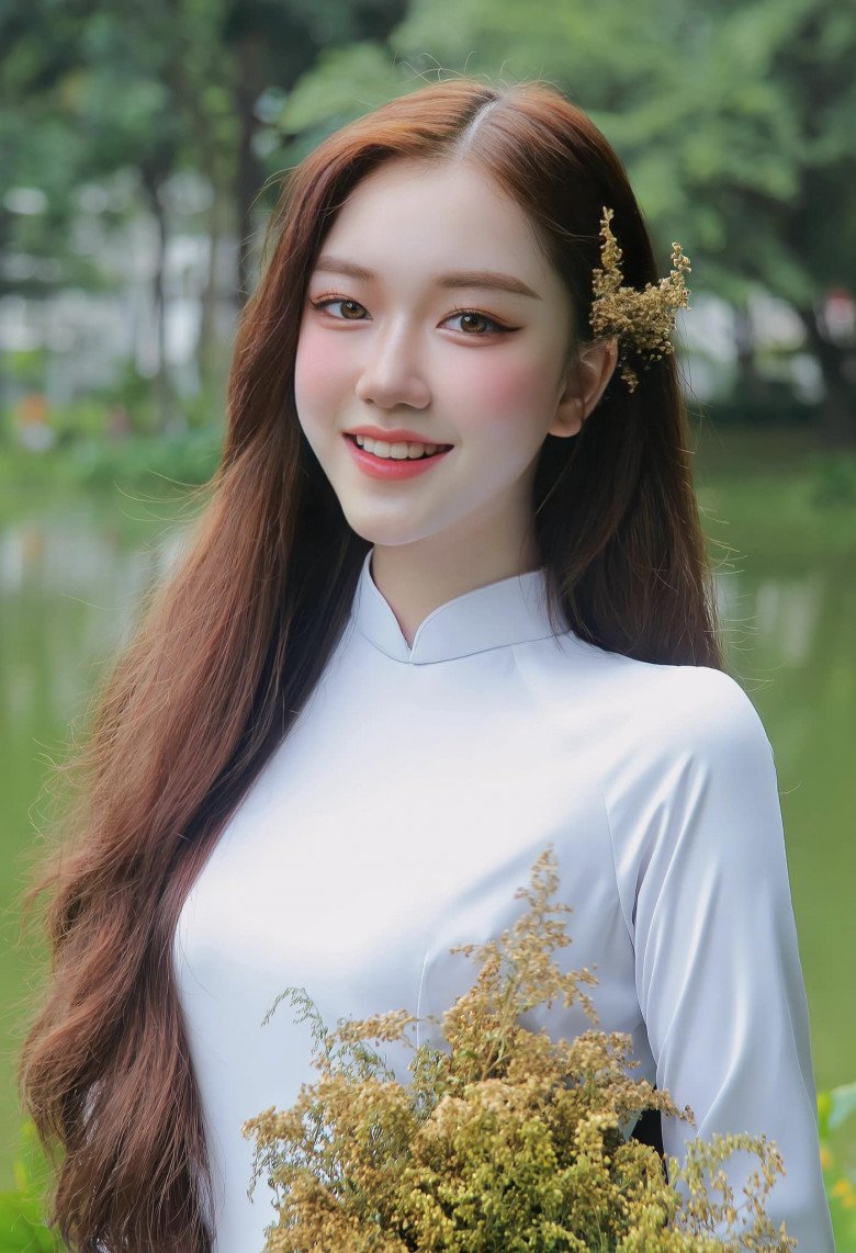 Khuôn mặt không góc chết, đường nét hài hoà với đôi mắt to tròn, sống mũi cao, khuôn miệng tươi tắn làm ai nấy đều phải xuyến xao. 