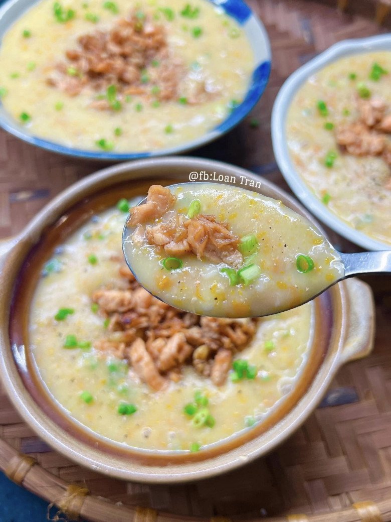 Cháo yḗn mạch ᵭậu lăng bí ᵭỏ cá hṑi siêu ngon.